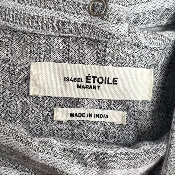 Isabel Marant Etoile Grey Striped Mock Neck Blouse - Picture 6 of 7
